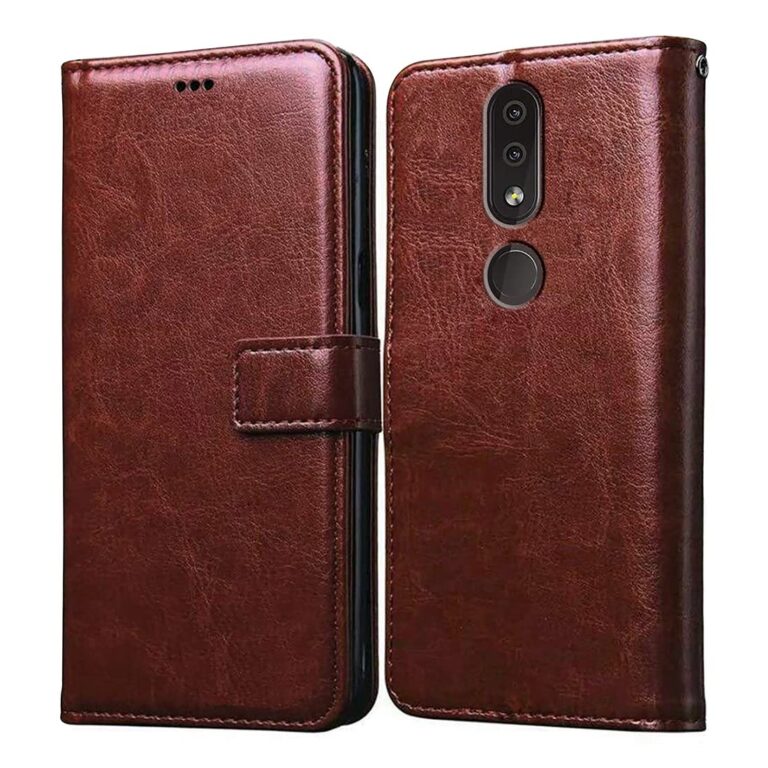 Casotec Flip Cover for Nokia 4.2 | Premium Leather Finish | Inbuilt Pockets & Stand | Flip Case for Nokia 4.2 (Brown)