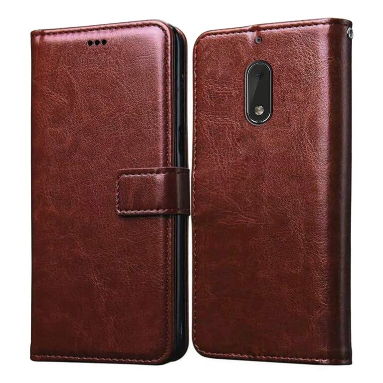 Casotec Flip Cover for Nokia 6 | Premium Leather Finish | Inbuilt Pockets & Stand | Flip Case for Nokia 6 (Brown)