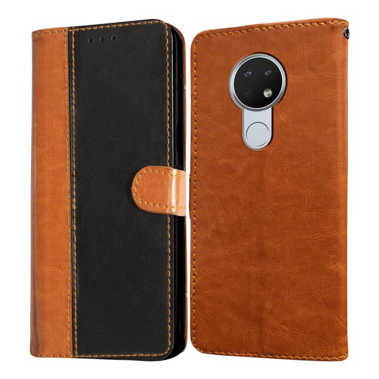 Casotec Flip Cover for Nokia 6.2 | Premium Leather Finish | Inbuilt Pockets & Stand | Flip Case for Nokia 6.2 (CamelBlue)
