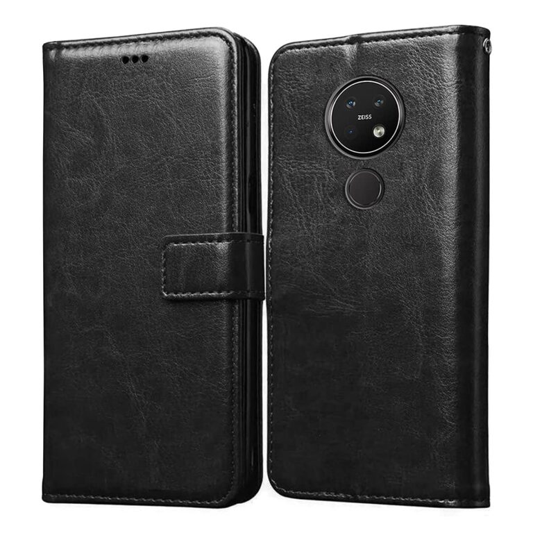 Casotec Flip Cover for Nokia 7.2 | Premium Leather Finish | Inbuilt Pockets & Stand | Flip Case for Nokia 7.2 (Black)