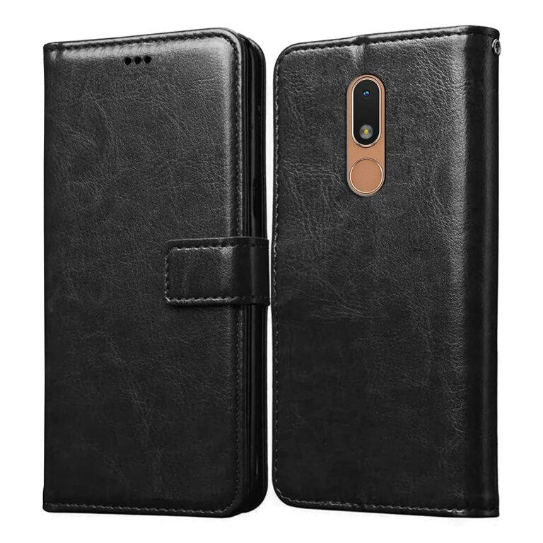Casotec Flip Cover for Nokia C3 | Premium Leather Finish | Inbuilt Pockets & Stand | Flip Case for Nokia C3 (Black)
