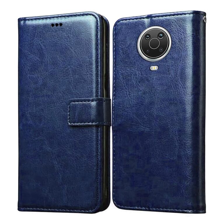 Casotec Flip Cover for Nokia G20 | Premium Leather Finish | Inbuilt Pockets & Stand | Flip Case for Nokia G20 (Blue)