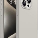 DIZORO Compatible for iPhone 15 Pro Max Case 6.7, Slim Liquid Silicone 3 Layers Full Covered Soft Gel Rubber Phone Case Protective Cover 6.7 Inch (Natural Titanium)