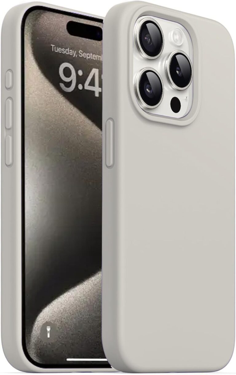 DIZORO Compatible for iPhone 15 Pro Max Case 6.7, Slim Liquid Silicone 3 Layers Full Covered Soft Gel Rubber Phone Case Protective Cover 6.7 Inch (Natural Titanium)