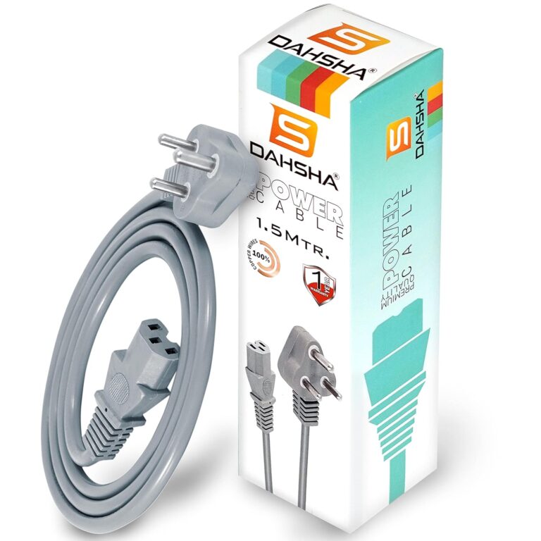 Dahsha Power Cord 1.5M Replacement Power Cable, IEC Computer Mains Power Cable Cord for Desktop 3 Pin Power Cable for PC, Power Cable for Monitor SMPS and Printer, Power Supply, TV With Box Package - Grey