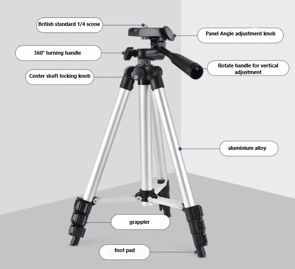 Dyazo Height and Angle Adjustable Tripod Stand Holder for Mobile Phones & Camera, Aluminum Travel Tripod for Smart Phones/Android/iPhone Minimum Height 13" to Maximum 42 inch