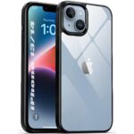 Enflamo TPU+Plastic Transparent Hard Back Cover Case For Iphone 14|Iphone 13|With Camera Protection (Black)