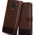 FLIPPED Vegan Leather Flip Case Back Cover for Nokia G20 (Flexible, Shock Proof | Hand Stitched Leather Finish | Card Pockets Wallet & Stand | Brown with Coffee)