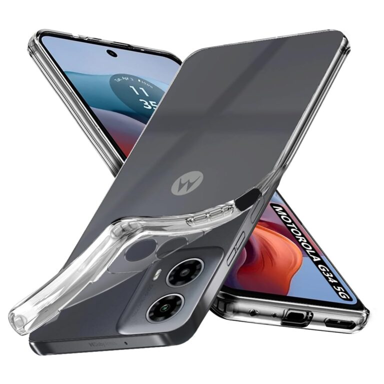 Fashionury Shockproof Crystal Clear Back Cover for Motorola Moto G34 5G | Raised Bumps for Camera & Screen Protection | Transparent Back Cover for Motorola G34 / Moto G34 5G