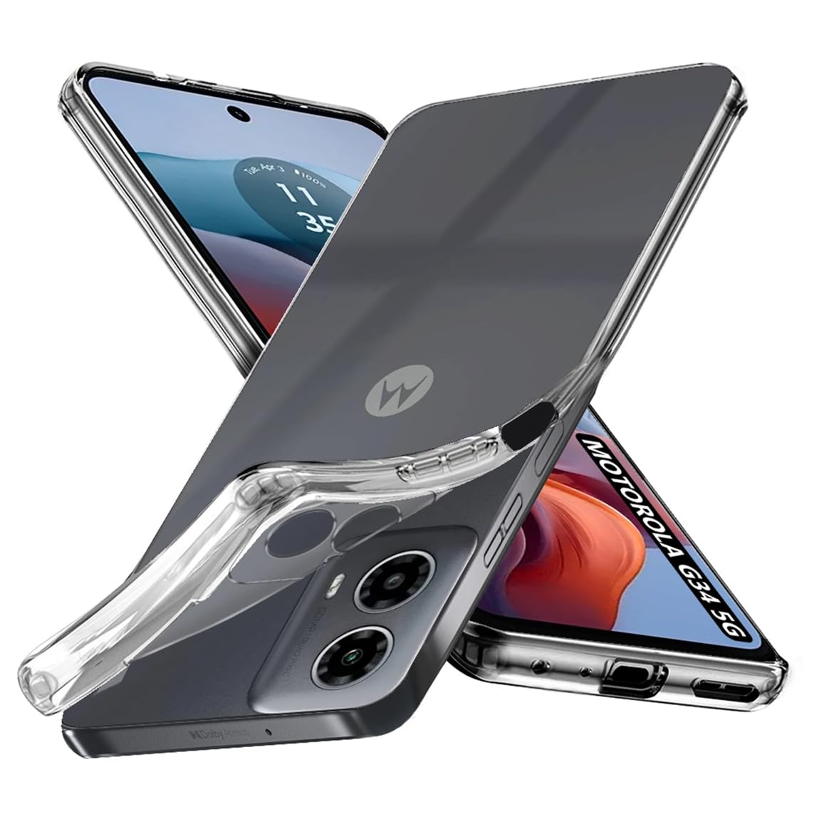 Fashionury Shockproof Crystal Clear Back Cover for Motorola Moto G34 5G | Raised Bumps for Camera & Screen Protection | Transparent Back Cover for Motorola G34 / Moto G34 5G