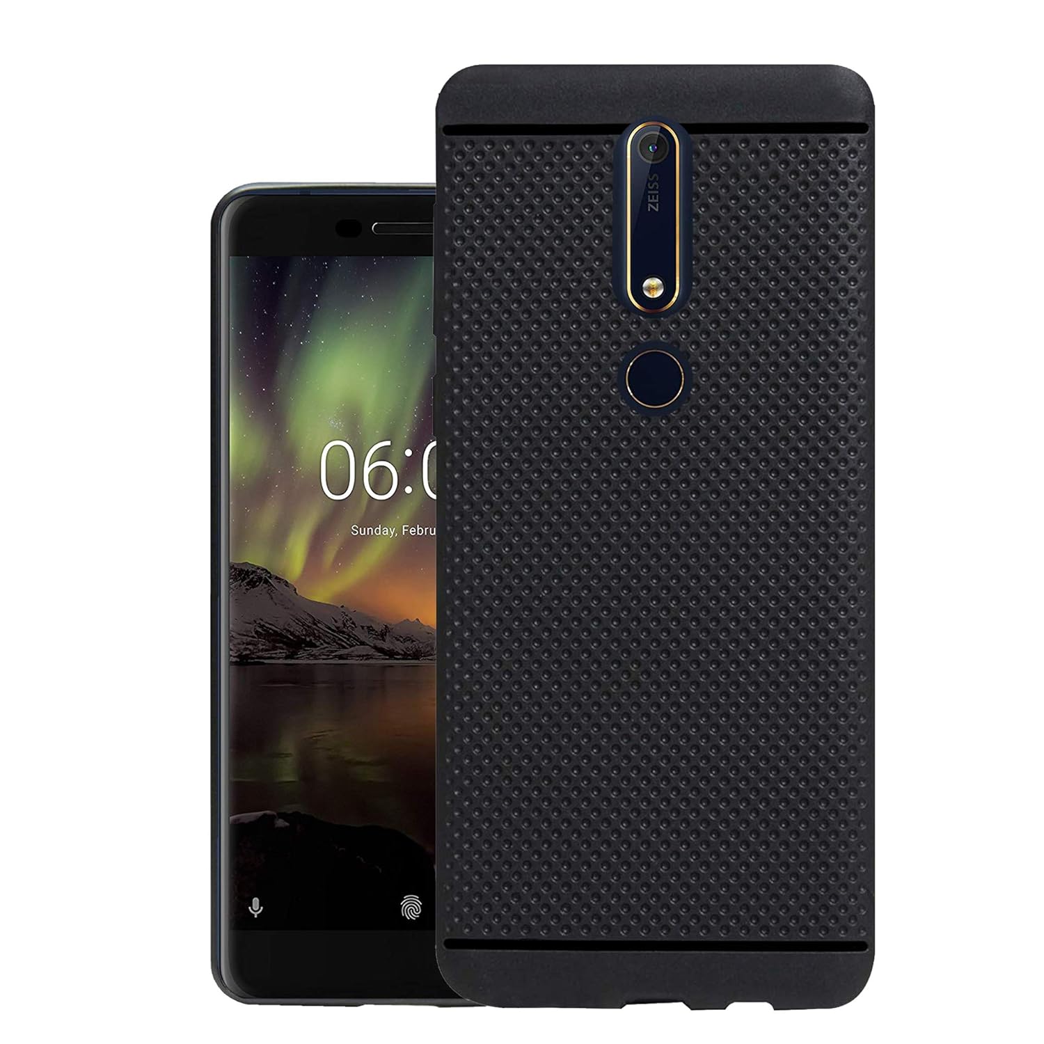 HELLO ZONE Exclusive Dotted Matte Finish Soft Rubberised Back Case Cover for Nokia 6.1 - Black