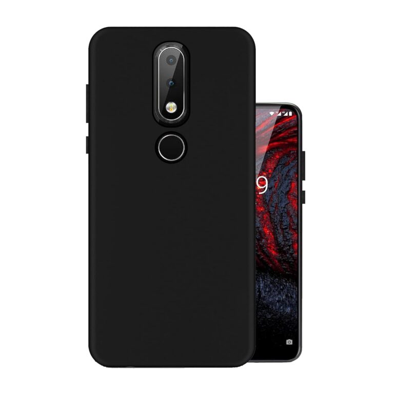 HELLO ZONE Rubber Exclusive Matte Finish Soft Back Case Cover for Nokia 6.1 Plus - Black