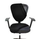 HOTKEI Black 2 Piece Office Chair Cover Pack of 1 Stretchable 200GSM Fabric Elastic Polyester Blend Removable Washable Office Computer Desk Executive Rotating Chair Seat Covers Slipcover Protector