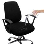 HOTKEI Black Dry Fit office Chair cover Set of 1 water resistant Seat Chair Covers 220GSM Fabric Stretchable Rotating Computer Chair Slipcovers Protector High Chair Cover for Office Desk Chair 2 Pcs