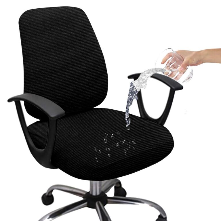 HOTKEI Black Dry Fit office Chair cover Set of 1 water resistant Seat Chair Covers 220GSM Fabric Stretchable Rotating Computer Chair Slipcovers Protector High Chair Cover for Office Desk Chair 2 Pcs