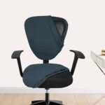 HOTKEI Dark Gray 2 Piece Pack of 1 Office Chair Cover 200GSM Fabric Stretchable Elastic Removable Washable Office Computer Desk Executive Rotating Chair Seat Covers Slipcover Protector