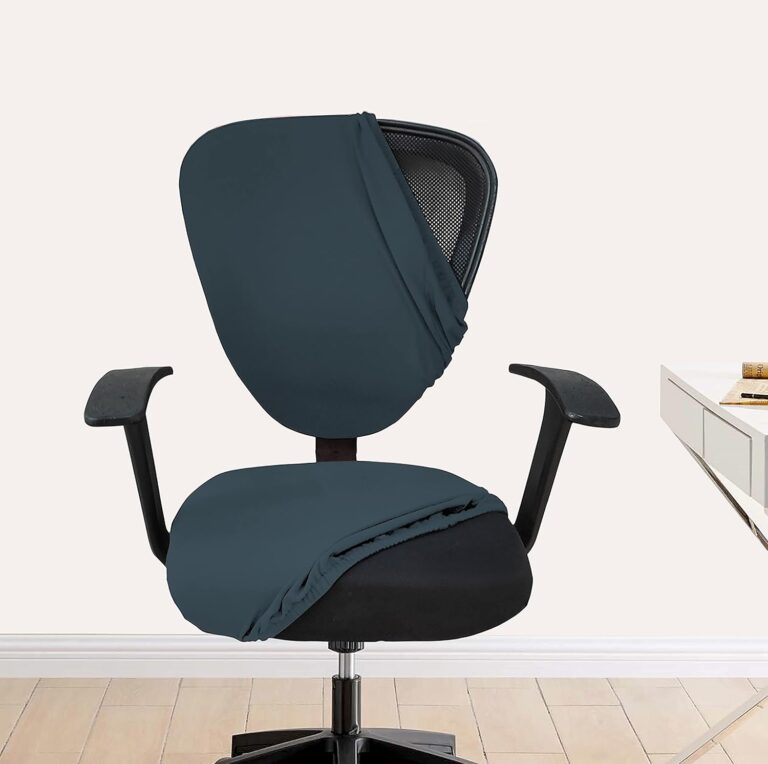 HOTKEI Dark Gray 2 Piece Pack of 1 Office Chair Cover 200GSM Fabric Stretchable Elastic Removable Washable Office Computer Desk Executive Rotating Chair Seat Covers Slipcover Protector