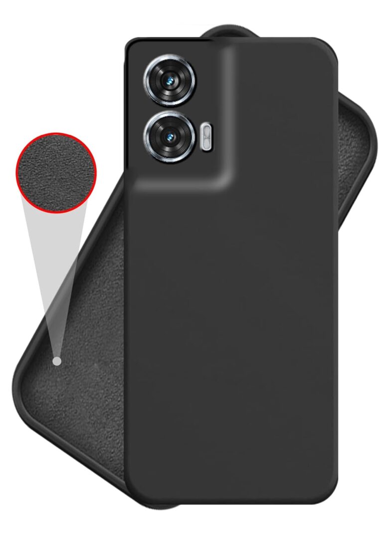 Hupshy Liquid Silicone Back Cover Case for Motorola Edge 50 Fusion | Soft Micro-Fibre Lining Inside | Camera Protection Bump | Shockproof Back Cover Case for Moto Edge 50 Fusion (Silicone, Black)