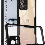 Jkobi Back Cover Case for Motorola Moto Edge 30 Fusion (Shockproof with Polycarbonate Clear Panel | Professional Black)