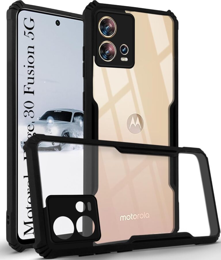 Jkobi Back Cover Case for Motorola Moto Edge 30 Fusion (Shockproof with Polycarbonate Clear Panel | Professional Black)