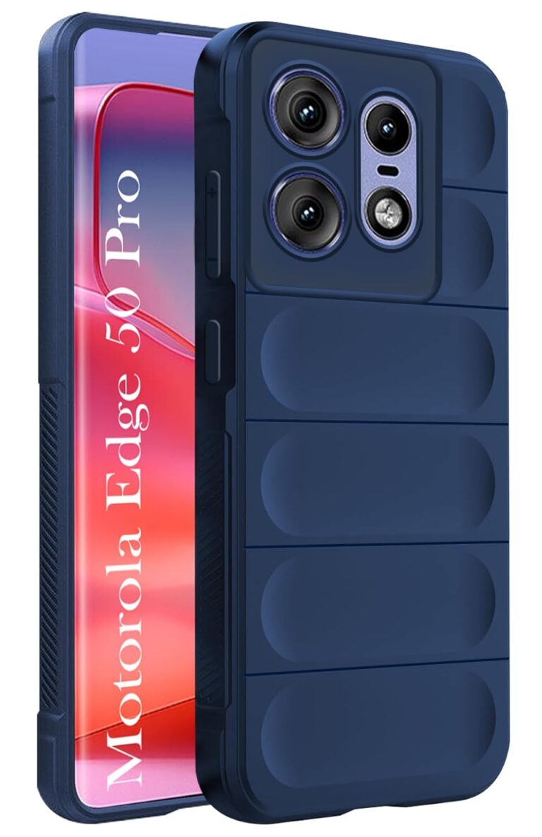 Jkobi Back Cover Case for Motorola Moto Edge 50 Pro (Matte Liquid Silicone | Micro-Fiber Cloth Inside | Camera Protection | Shockproof | Blue)
