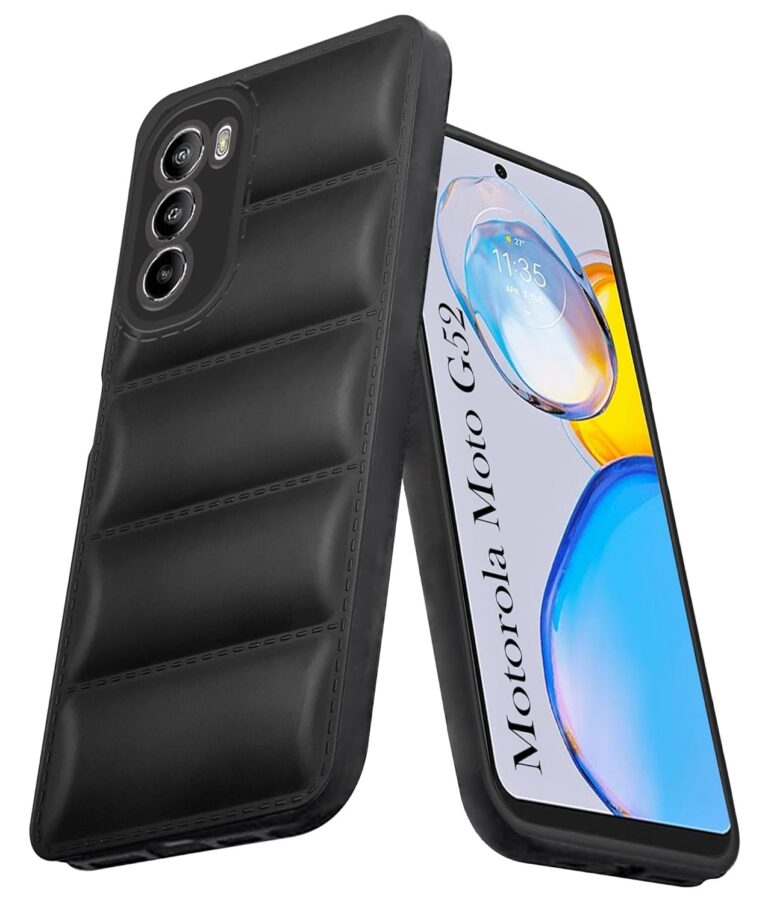 Jkobi Back Cover Case for Motorola Moto G52 (Puffer Cushion Wave Design | Camera Protection | Soft Black)