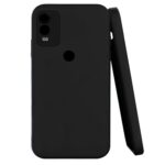 Knotyy Ultra Soft Rubberised Back Cover for Nokia C22 | Inner Velvet Fabric Lining | Matte Silicone Flexible |Raised Bumps for Camera & Screen Protection Back Case Cover - Black