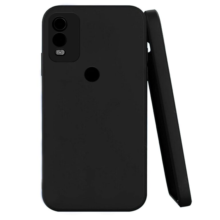 Knotyy Ultra Soft Rubberised Back Cover for Nokia C22 | Inner Velvet Fabric Lining | Matte Silicone Flexible |Raised Bumps for Camera & Screen Protection Back Case Cover - Black