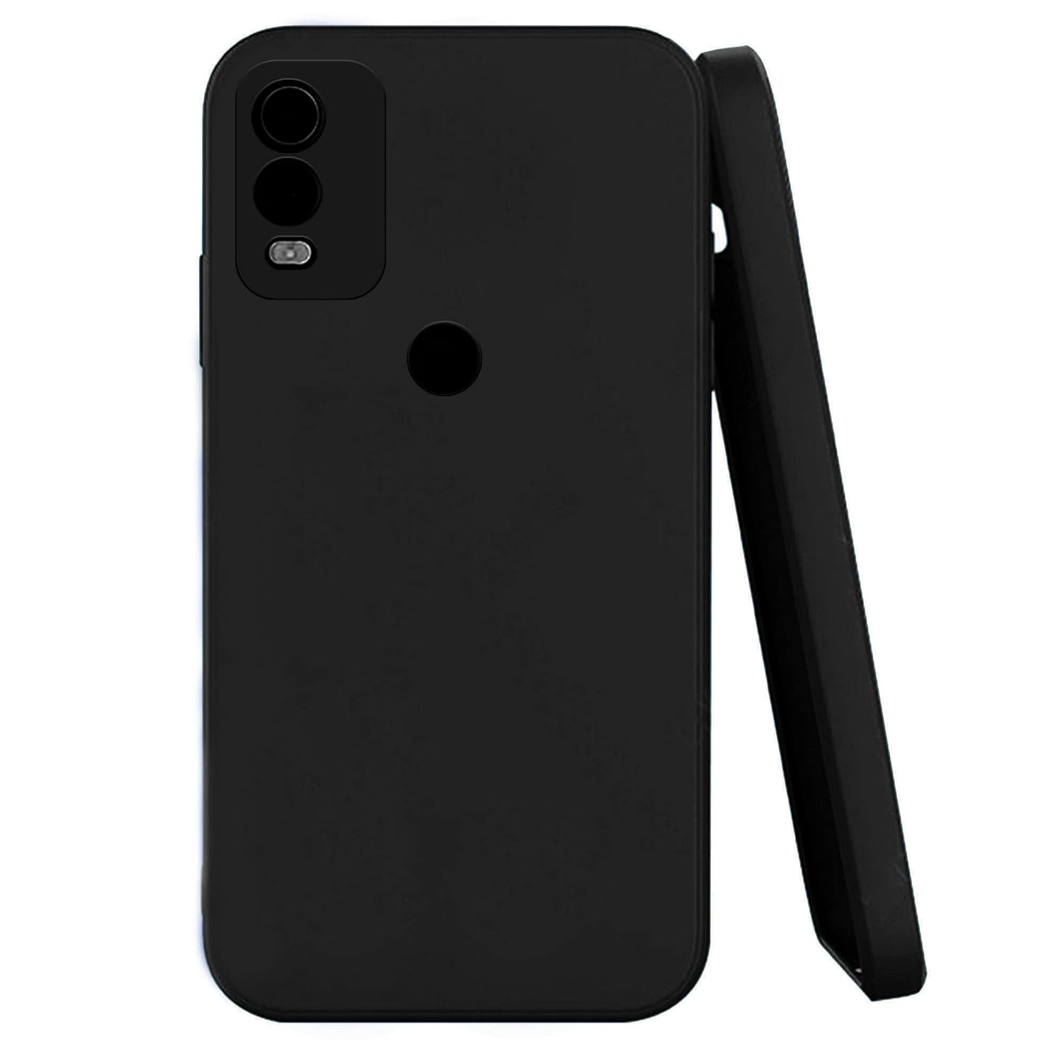 Knotyy Ultra Soft Rubberised Back Cover for Nokia C22 | Inner Velvet Fabric Lining | Matte Silicone Flexible |Raised Bumps for Camera & Screen Protection Back Case Cover - Black
