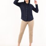 Marks & Spencer Womens Solid Linen Blend Collared Neck Regular Fit Shirt