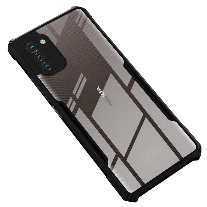 Mr. Case Back Cover Case for Nokia G21 4G | HybridShield Transparent Glass Back | Camera Protection - Black Bumper & Transparent Back
