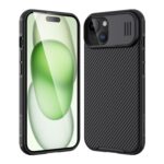 Nillkin for iPhone 15 Plus Case with Sliding Camera Cover, Slim Shockproof Protective Phone Case, [Upgraded Lens Protection], [Hard PC+TPU Bumper], [Anti-Fingerprint], 6.7" 2023, Black