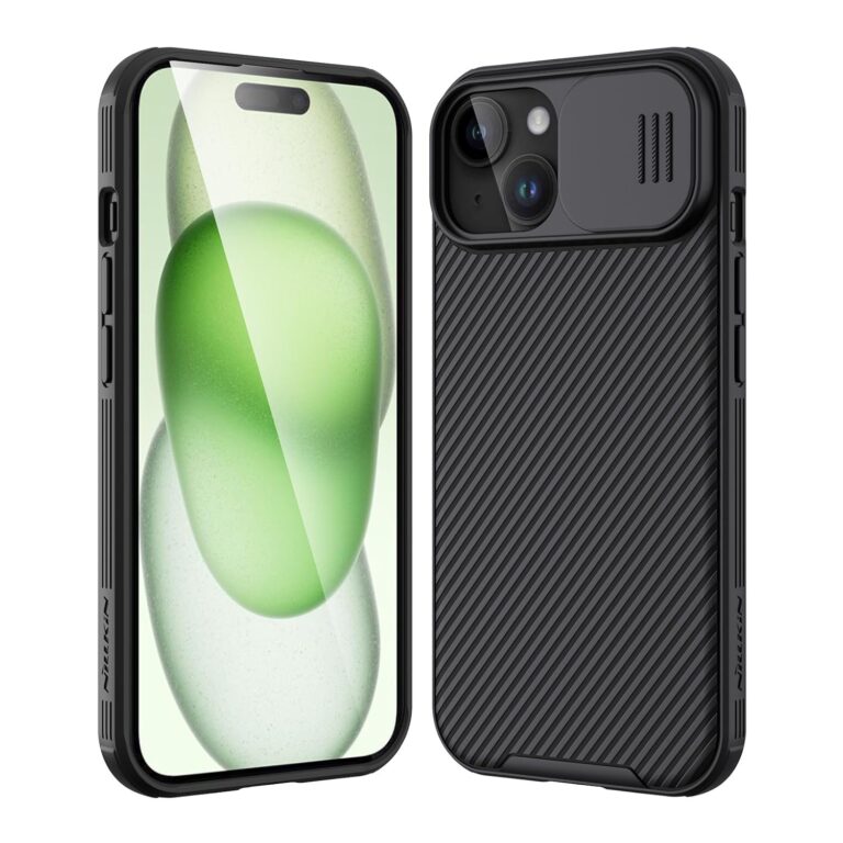 Nillkin for iPhone 15 Plus Case with Sliding Camera Cover, Slim Shockproof Protective Phone Case, [Upgraded Lens Protection], [Hard PC+TPU Bumper], [Anti-Fingerprint], 6.7" 2023, Black