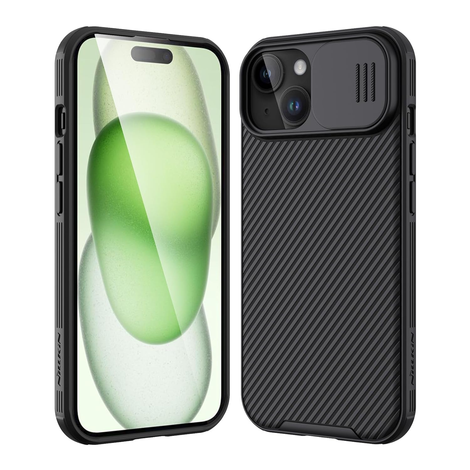Nillkin for iPhone 15 Plus Case with Sliding Camera Cover, Slim Shockproof Protective Phone Case, [Upgraded Lens Protection], [Hard PC+TPU Bumper], [Anti-Fingerprint], 6.7" 2023, Black
