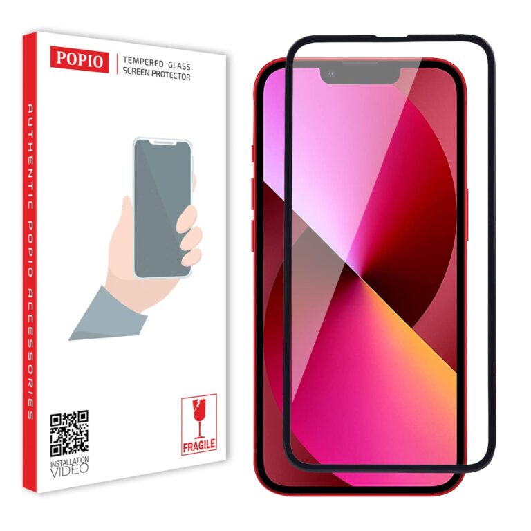 POPIO Tempered Glass Screen Protector Compatible For Iphone 13 / Iphone 13 Pro/Iphone 14 (Black) Edge To Edge Coverage With Easy Installation Kit for Smartphone