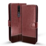 Pikkme Nokia 3.1 Plus / 3.1+ Flip Cover | Dual-Tone PU Leather Finish | Wallet Style & Stand | Magnetic Flip Case for Nokia 3.1 Plus / 3.1+ (Brown & Coffee)