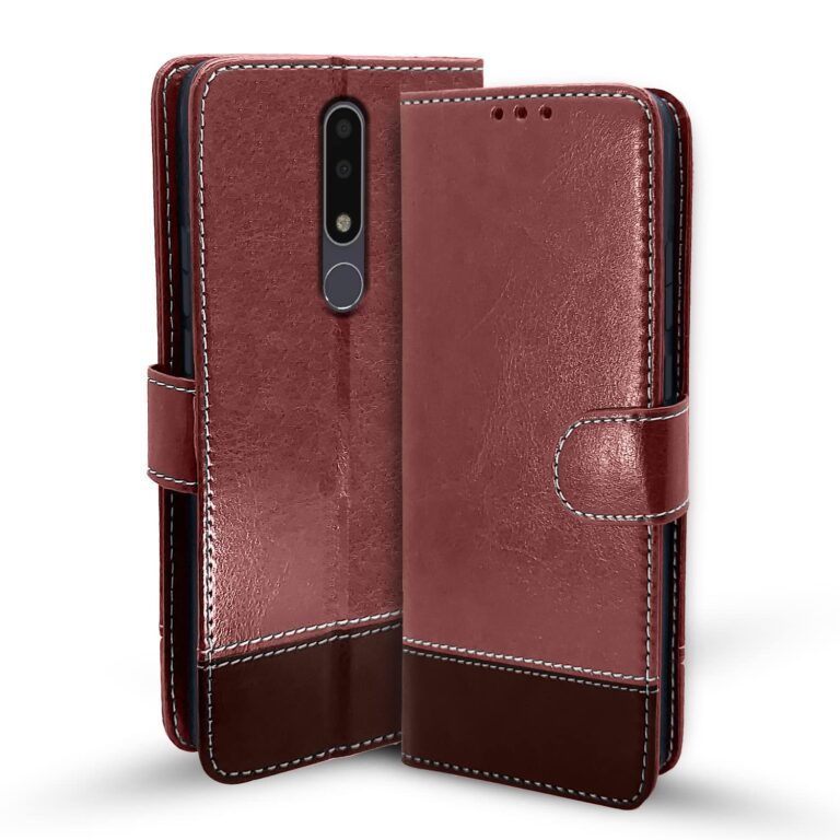 Pikkme Nokia 3.1 Plus / 3.1+ Flip Cover | Dual-Tone PU Leather Finish | Wallet Style & Stand | Magnetic Flip Case for Nokia 3.1 Plus / 3.1+ (Brown & Coffee)