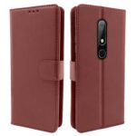 Pikkme Nokia 6.1 Plus / 6.1+ Flip Cover Leather Wallet Case for Nokia 6.1 Plus / 6.1+ Brown