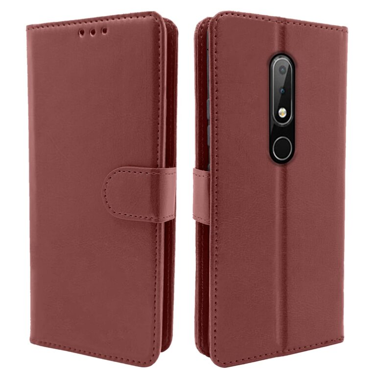 Pikkme Nokia 6.1 Plus / 6.1+ Flip Cover Leather Wallet Case for Nokia 6.1 Plus / 6.1+ Brown