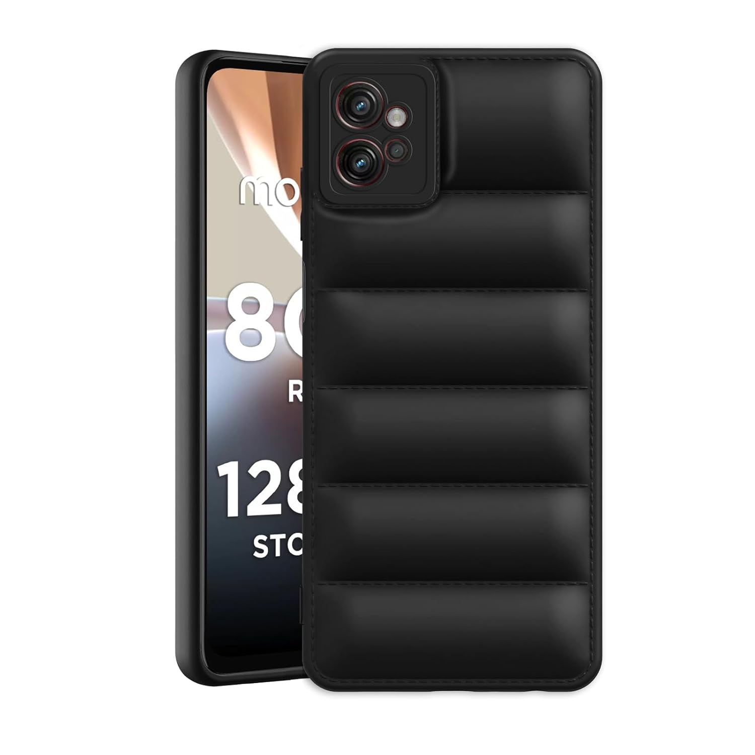 Plus Puffer Case Camera Protection Soft Back Cover for Motorola Moto G32 - Black