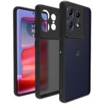 RIGGEAR Shockproof Sleek Hybrid Armor Back Cover Case Compatible with Motorola Moto Edge 50 Pro 5G (Smoke Black Matte PC + Black TPU Bumper)