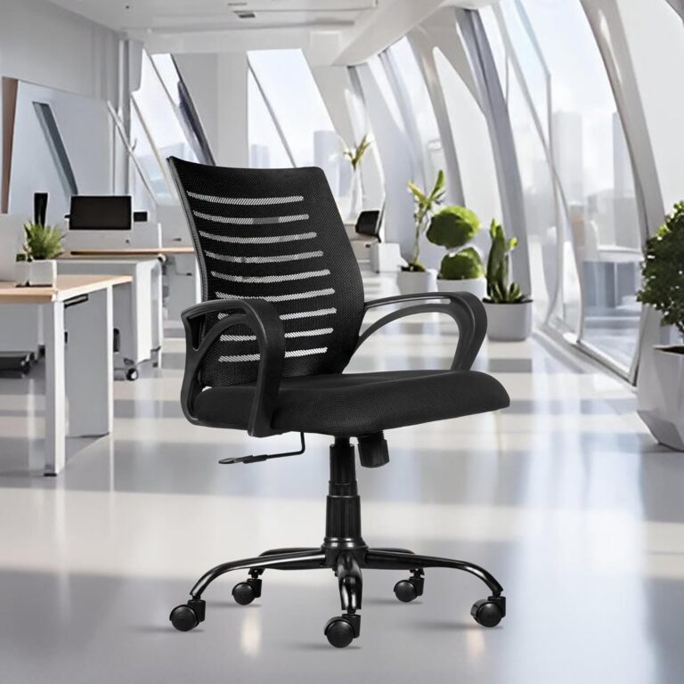 ROSE® Mesh Mid-Back Ergonomic Office Chair | Study Chair | Revolving Chair | Computer Chair | Work from Home (Elite) (Black)