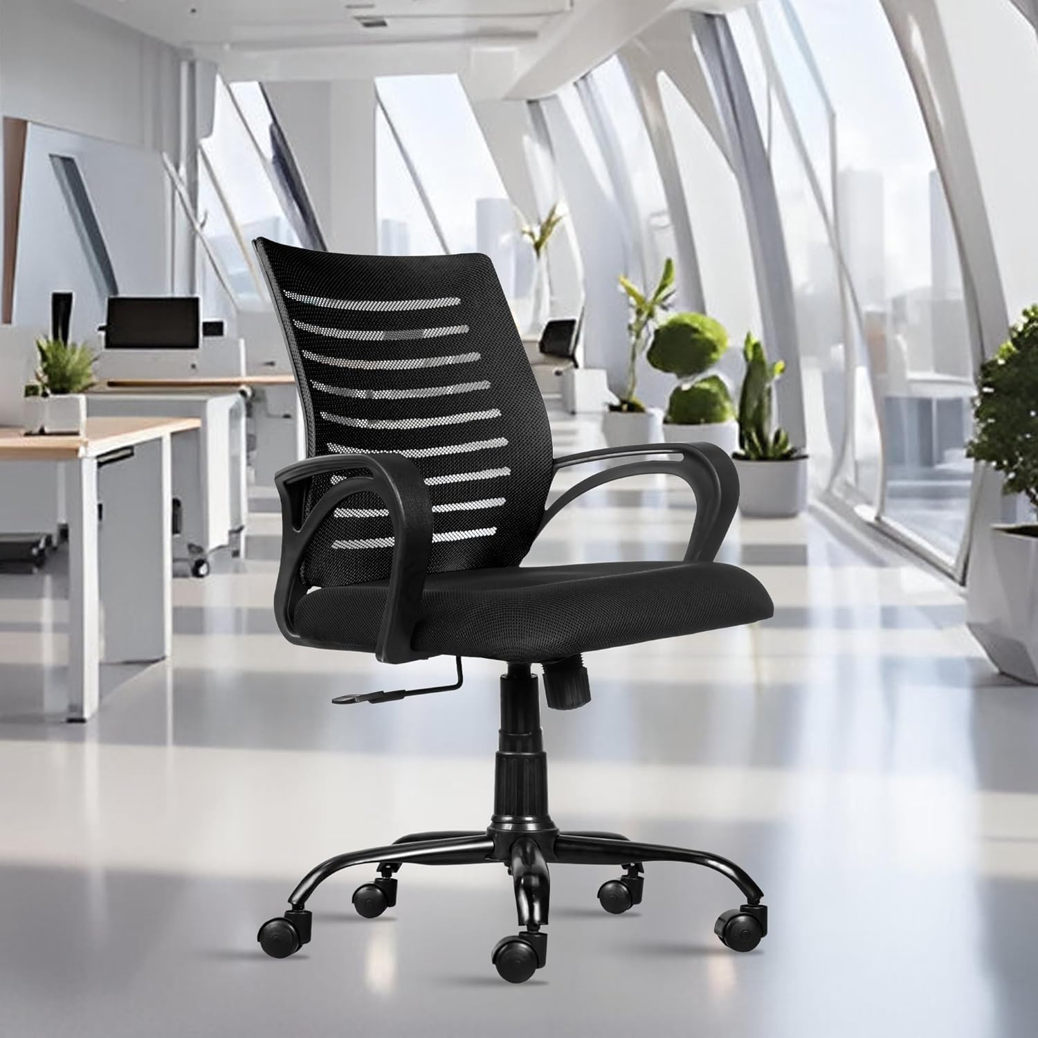 ROSE® Mesh Mid-Back Ergonomic Office Chair | Study Chair | Revolving Chair | Computer Chair | Work from Home (Elite) (Black)