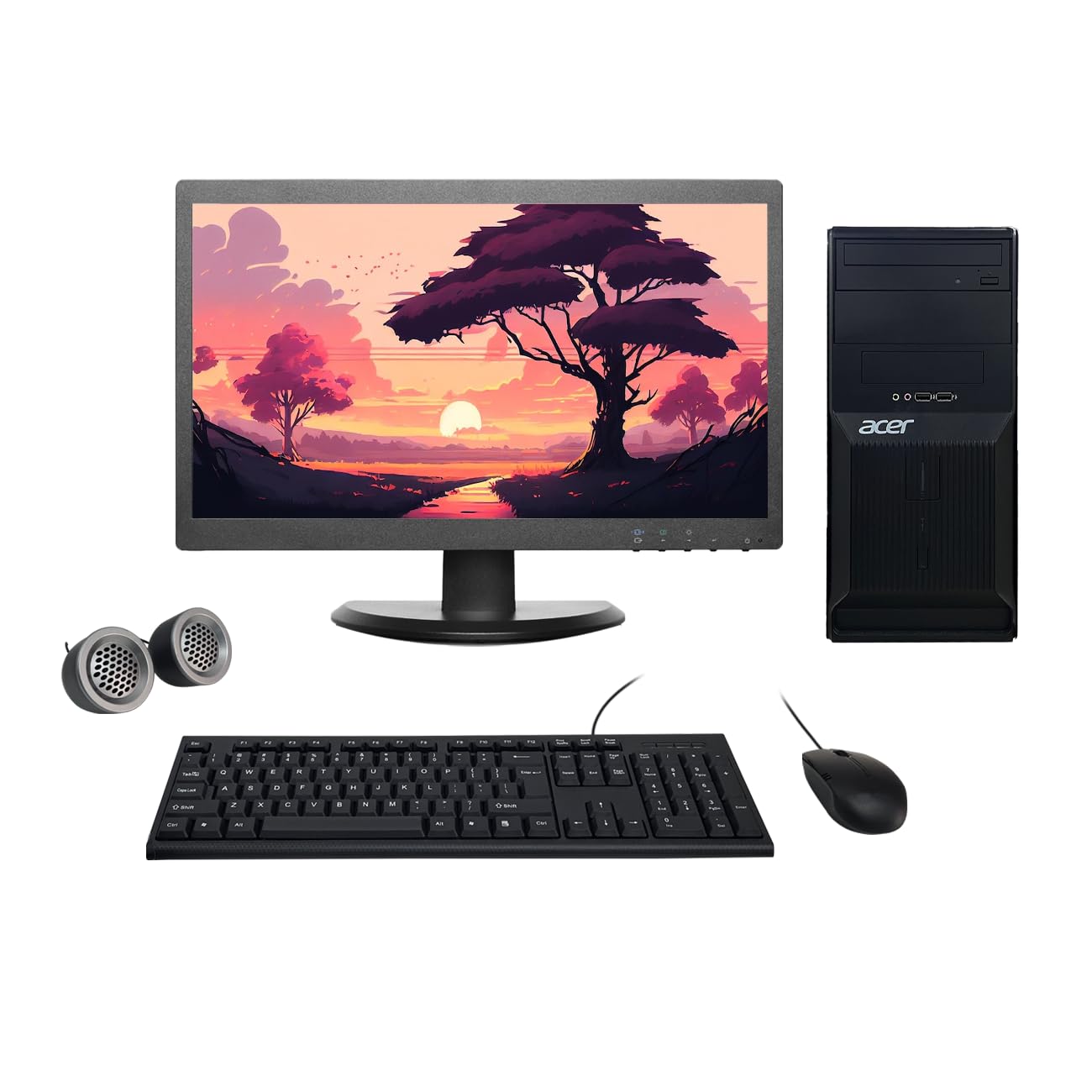 (Refurbished) Acer Veriton 19" HD All-in-One Desktop Computer Set (Intel i3 3rd Gen| 8 GB RAM| 500 GB HDD| 19" HD LED Monitor| KB & Mouse| Speakers| WiFi| Windows 10 Pro| MS Office)