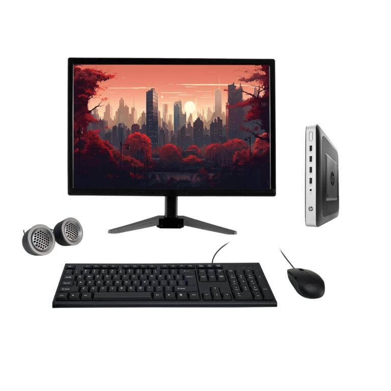 (Refurbished) HP Mini PC 19" HD All-in-One Desktop Computer Set (AMD GX 420GI/ 16 GB DDR4 RAM/ 256 GB SSD/ 19" HD Monitor/KB & Mouse/Speakers/WiFi/Windows 10 Pro/MS Office)