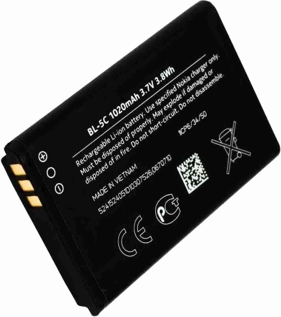 Replacement BL-5C Battery for Nokia 1100,1101,1110,1112,1200,1208,105,1600,1650,2310,2600,2700, 3100,3110,5130,6030,6230,6230i E50,E60,N70,N71,N72-1020mAh Long Life, High Performance