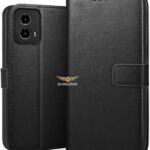 SHINESTAR Motorola Moto G34 5G Flip Back Cover | PU Leather Flip Cover Wallet Case with TPU Silicone Case Back Cover for Motorola Moto G34 5G - Classy Black