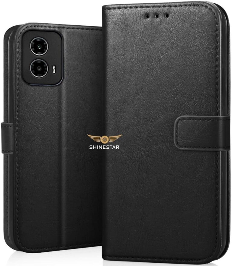 SHINESTAR Motorola Moto G34 5G Flip Back Cover | PU Leather Flip Cover Wallet Case with TPU Silicone Case Back Cover for Motorola Moto G34 5G - Classy Black