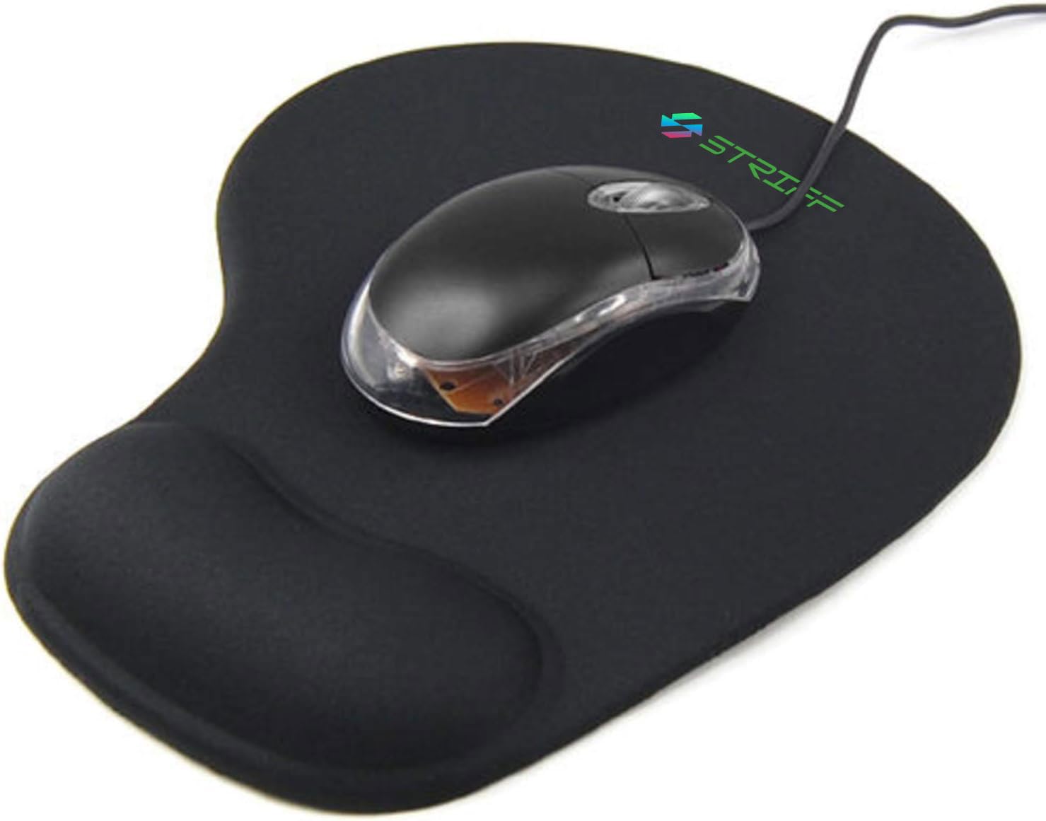 STRIFF Gel_Wrist_Support Mouse pad with, Gaming Mouse Pad with Lycra Cloth Nonslip for Laptop, mouse pad with wrist rest Computer, Home & Office (Black)
