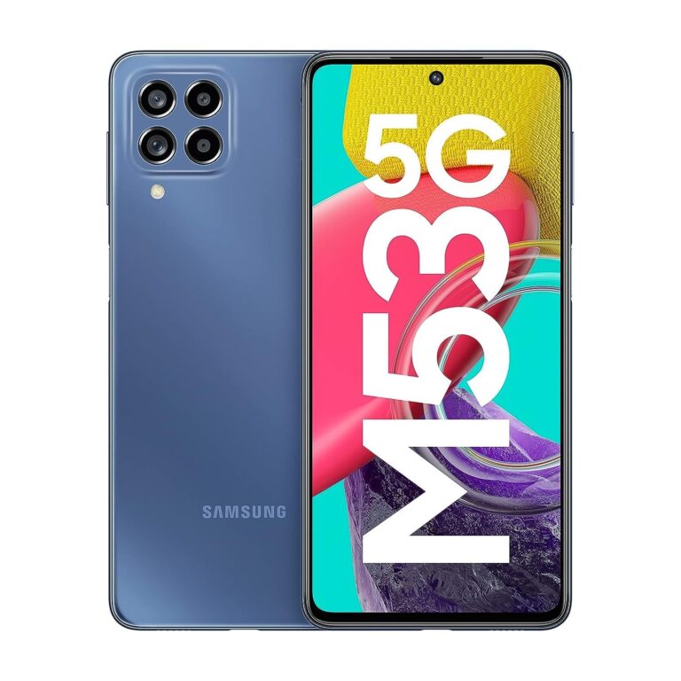 Samsung Galaxy M53 5G (Deep Ocean Blue, 8GB, 128GB Storage) | 108MP | sAmoled+ 120Hz | 16GB RAM with RAM Plus | without Charger